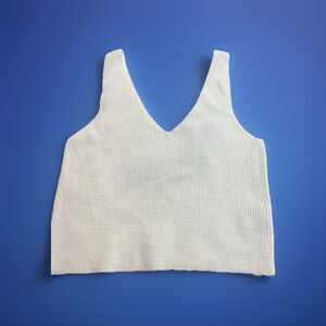 House of Harlow 1960 Womens Knit Cropped Tank Top White Sleeveless boho NWT XS